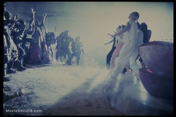 Mighty Morphin Power Rangers: The Movie - Publicity still of Paul Freeman, Amy Jo Johnson, Jason David Frank & Johnny Yong Bosch Mighty Morphin Power Rangers: The Movie - Publicity still of Paul Freeman, Amy Jo Johnson, Jason David Frank & Johnny Yong Bosch