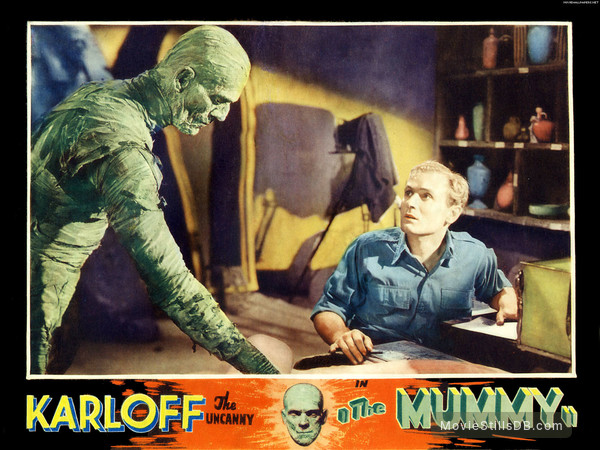 The Mummy - Lobby card with Boris Karloff & Bramwell Fletcher The Mummy - Lobby card with Boris Karloff & Bramwell Fletcher