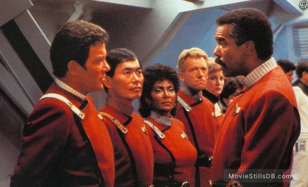 Star Trek: The Search For Spock - Publicity still of William Shatner, George Takei, Nichelle Nichols & Robert Hooks Star Trek: The Search For Spock - Publicity still of William Shatner, George Takei, Nichelle Nichols & Robert Hooks