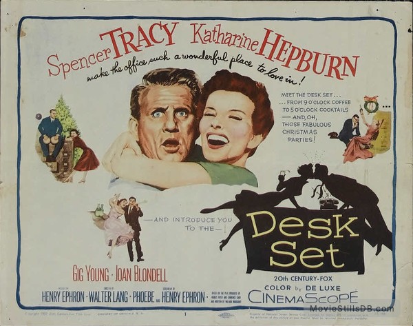 Desk Set Lobby Card With Spencer Tracy Katharine Hepburn