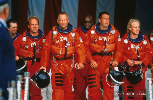 Armageddon - Publicity still of Steve Buscemi, Will Patton, Bruce Willis, Michael Clarke Duncan, Ben Affleck & Owen Wilson Armageddon - Publicity still of Steve Buscemi, Will Patton, Bruce Willis, Michael Clarke Duncan, Ben Affleck & Owen Wilson