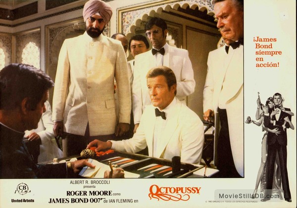 Octopussy Lobby Card With Roger Moore Kabir Bedi