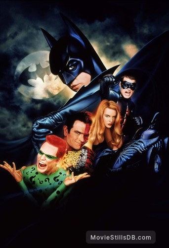 Batman Forever - Promotional art with Val Kilmer, Tommy Lee Jones, Jim Carrey, Nicole Kidman & Chris O'Donnell Batman Forever - Promotional art with Val Kilmer, Tommy Lee Jones, Jim Carrey, Nicole Kidman & Chris O'Donnell