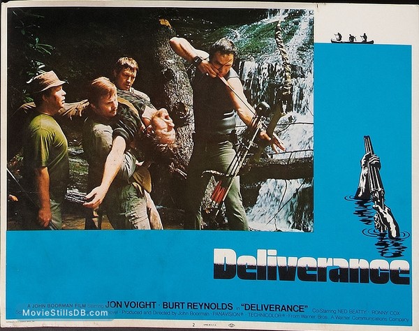 Deliverance - Lobby card with Burt Reynolds, Ned Beatty, Jon Voight, Ronny Cox & Bill McKinney Deliverance - Lobby card with Burt Reynolds, Ned Beatty, Jon Voight, Ronny Cox & Bill McKinney