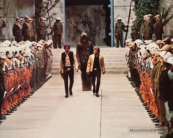 Star Wars - Lobby card with Harrison Ford, Peter Mayhew & Mark Hamill Star Wars - Lobby card with Harrison Ford, Peter Mayhew & Mark Hamill