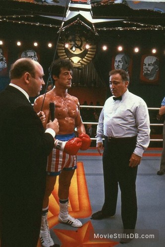 Rocky Iv - Publicity Still Of Sylvester Stallone & Marty Denkin