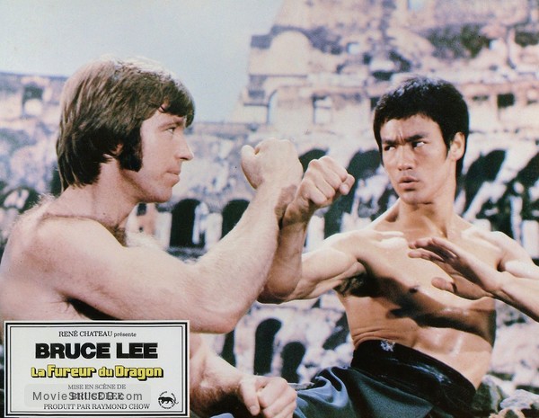 The Way Of The Dragon Lobby Card With Bruce Lee Chuck Norris