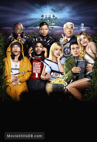 Scary Movie 3 - Promotional art with Anna Faris, Queen Latifah, Leslie Nielsen, Charlie Sheen, Simon Rex, Eddie Griffin, Denise Richards & Anthony Anderson Scary Movie 3 - Promotional art with Anna Faris, Queen Latifah, Leslie Nielsen, Charlie Sheen, Simon Rex, Eddie Griffin, Denise Richards & Anthony Anderson