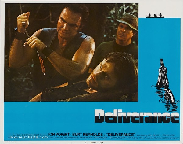 Deliverance - Lobby card with Burt Reynolds, Ned Beatty & Bill McKinney Deliverance - Lobby card with Burt Reynolds, Ned Beatty & Bill McKinney