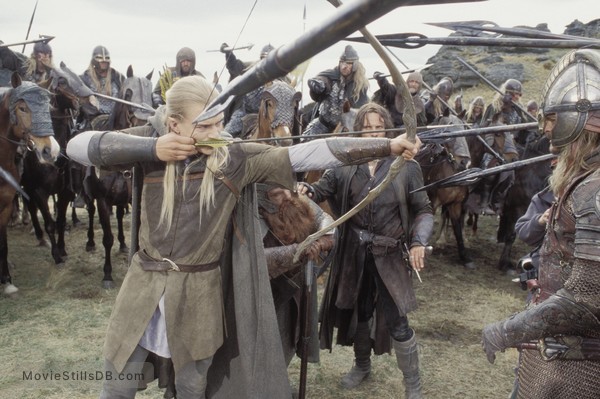 The Lord of the Rings: The Two Towers - Publicity still of Orlando Bloom, Viggo Mortensen, Karl Urban & John Rhys-Davies The Lord of the Rings: The Two Towers - Publicity still of Orlando Bloom, Viggo Mortensen, Karl Urban & John Rhys-Davies