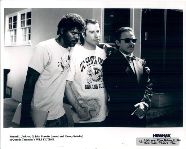 Pulp Fiction - Publicity still of Samuel L. Jackson, John Travolta & Harvey Keitel Pulp Fiction - Publicity still of Samuel L. Jackson, John Travolta & Harvey Keitel