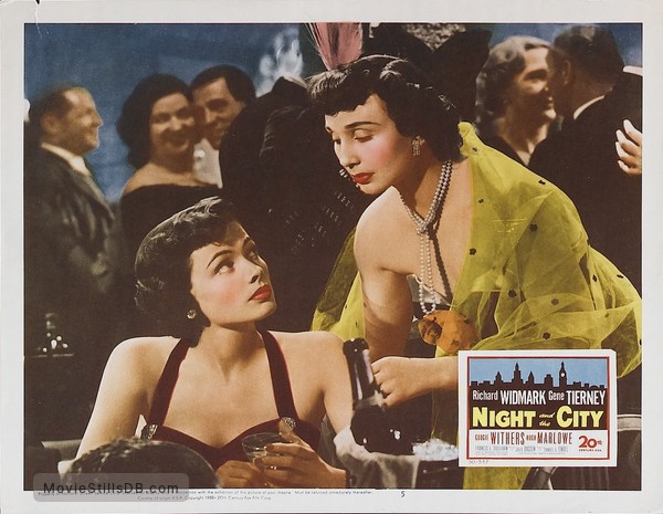Night And The City Lobby Card With Gene Tierney