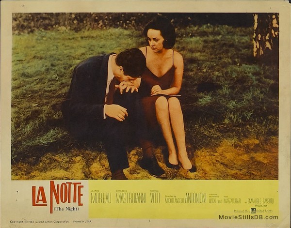 La notte - Lobby card with Marcello Mastroianni & Jeanne Moreau