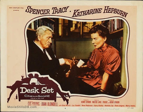Desk Set Lobby Card With Spencer Tracy Katharine Hepburn