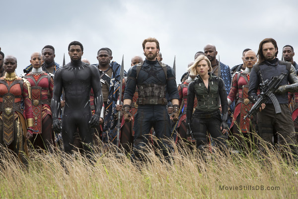 Avengers: Infinity War - Publicity still of Sebastian Stan, Chris Evans, Chadwick Boseman, Danai Gurira & Scarlett Johansson Avengers: Infinity War - Publicity still of Sebastian Stan, Chris Evans, Chadwick Boseman, Danai Gurira & Scarlett Johansson