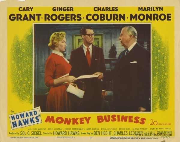 Monkey Business - Lobby card with Cary Grant & Marilyn Monroe