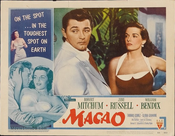 Macao - Lobby card with Robert Mitchum & Jane Russell