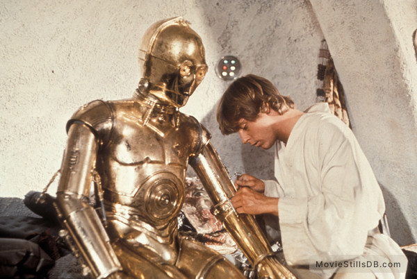 Star Wars - Publicity still of Anthony Daniels & Mark Hamill Star Wars - Publicity still of Anthony Daniels & Mark Hamill