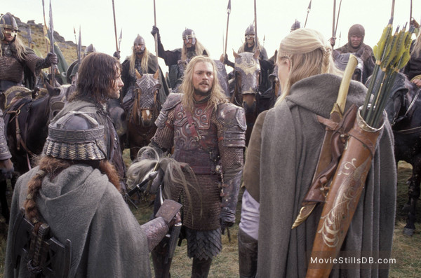 The Lord of the Rings: The Two Towers - Publicity still of Orlando Bloom, Viggo Mortensen, John Rhys-Davies & Karl Urban The Lord of the Rings: The Two Towers - Publicity still of Orlando Bloom, Viggo Mortensen, John Rhys-Davies & Karl Urban