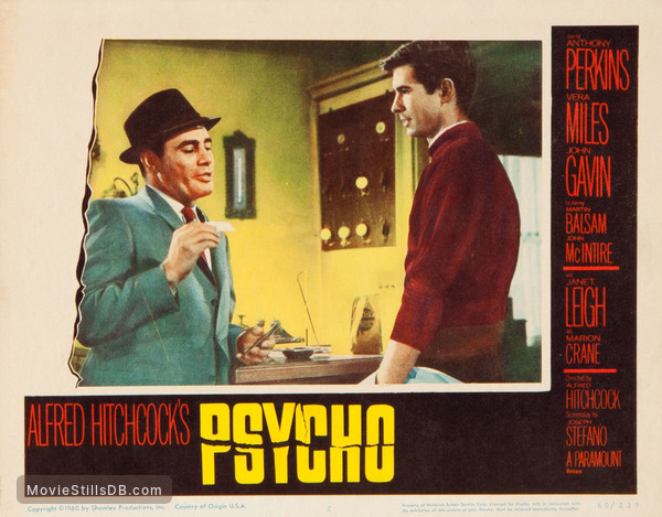 Psycho - Lobby card with Anthony Perkins & Martin Balsam