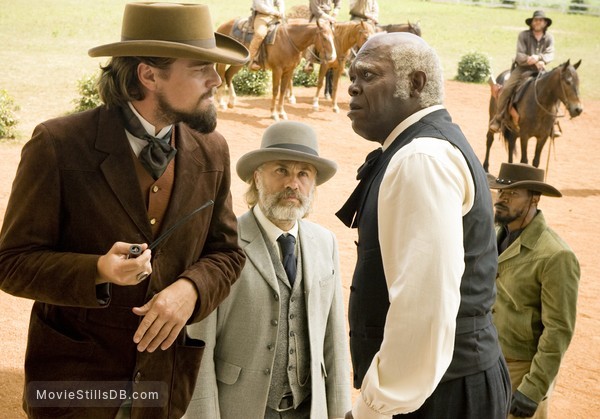 Django Unchained - Publicity still of Leonardo DiCaprio, Samuel L. Jackson, Jamie Foxx & Christoph Waltz Django Unchained - Publicity still of Leonardo DiCaprio, Samuel L. Jackson, Jamie Foxx & Christoph Waltz