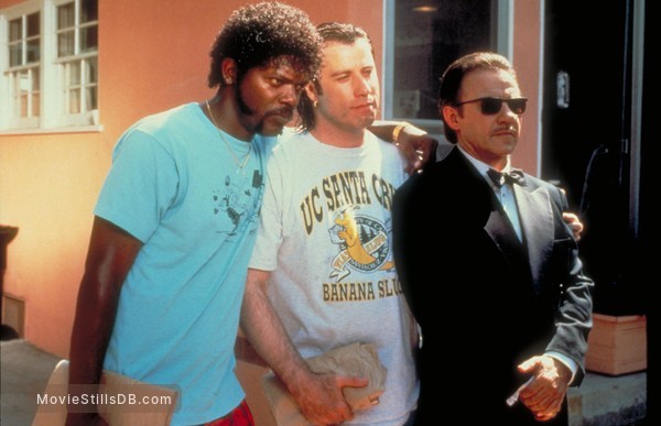 Pulp Fiction - Publicity still of John Travolta, Samuel L. Jackson & Harvey Keitel Pulp Fiction - Publicity still of John Travolta, Samuel L. Jackson & Harvey Keitel